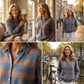Valeria™ – Retro Check Buttoned Knit Sweater