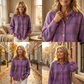 Valeria™ – Retro Check Buttoned Knit Sweater
